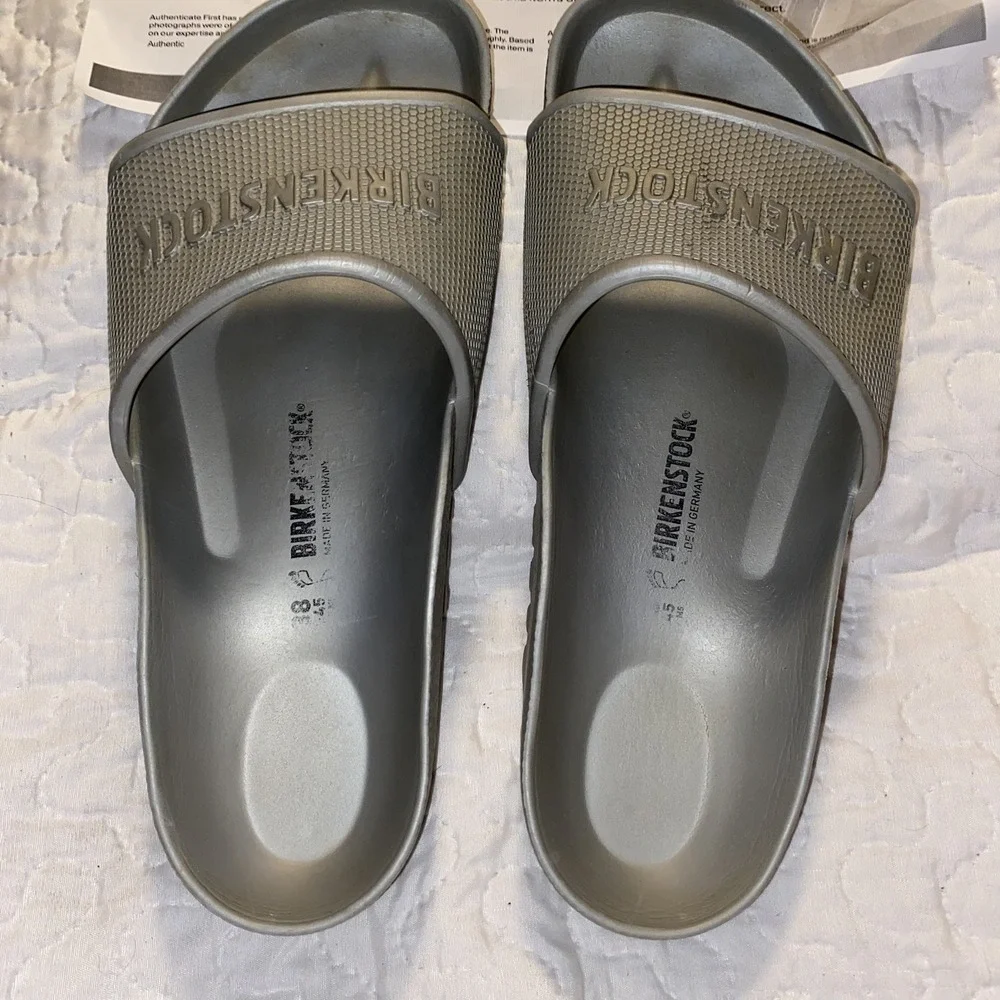 Birkenstock Barbados EVA silver Slides ‎ Unisex Sz.38 W 7-7.5 M 5.5-6 Authentic